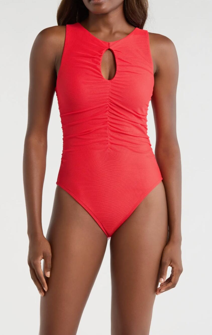 Hutch Charli One Piece Swimsuit L Poppy Red NWT Mesh Travel Resort